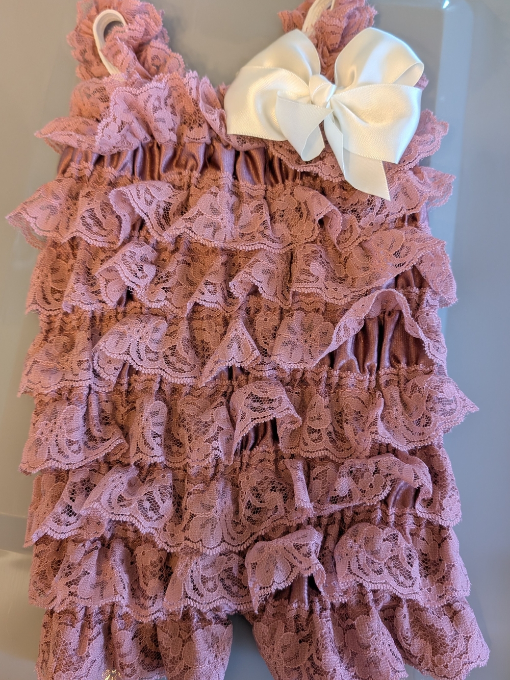 Pink Lace Ruffle Baby Romper